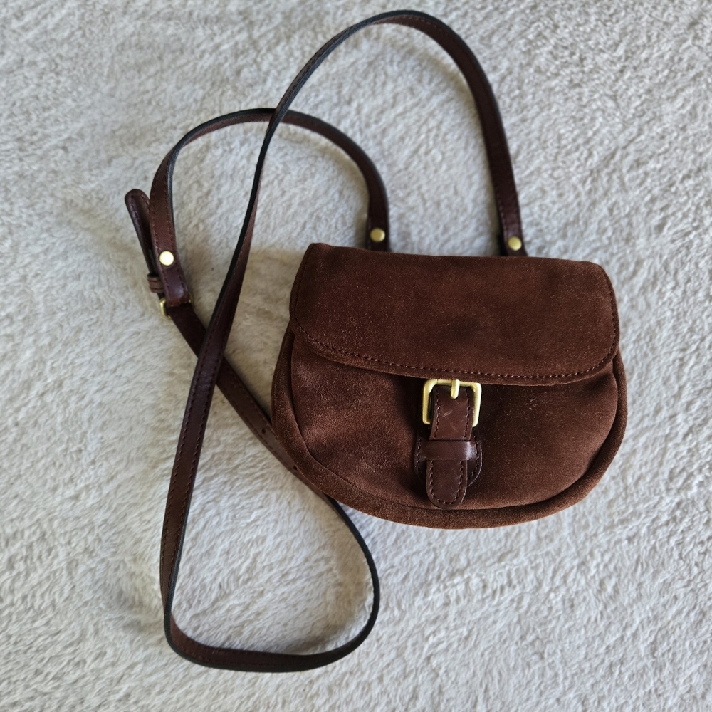 Vintage Liz Claiborne Leather & Co. Brown Suede Saddle Bag Crossbody